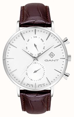 GANT PARK HILL Day-Date II (43.5mm) White Dial / Brown Leather G121001