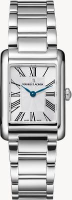Maurice Lacroix Quadrante quadrato Fiaba (24 mm) argentato spazzolato 'fliniqué' / bracciale in acciaio inossidabile FA1205-SS002-110-1