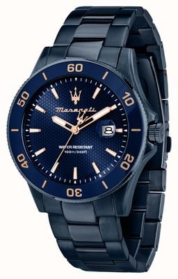 Maserati Reloj de competición para hombre (43 mm) con esfera azul y pulsera de acero inoxidable azul. R8853100037