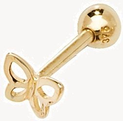 9k Gold Butterfly cartilage 8.5mm Post Single Stud ES904P