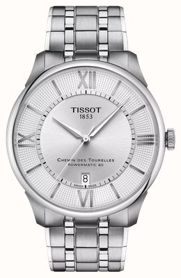 Tissot Chemin des Tourelles (42 mm) silbernes Zifferblatt mit Sonnenschliff / Edelstahlarmband T1394071103800