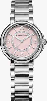 Maurice Lacroix Fiaba Diamant Sonderausgabe (32mm) Uhr mit zartem rosafarbenem Zifferblatt / Edelstahlarmband FA1104-SS002-F20-1