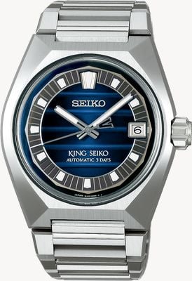King Seiko Vanac 'Tokyo Midnight' (41 mm), esfera azul y brazalete de acero inoxidable SLA085J1