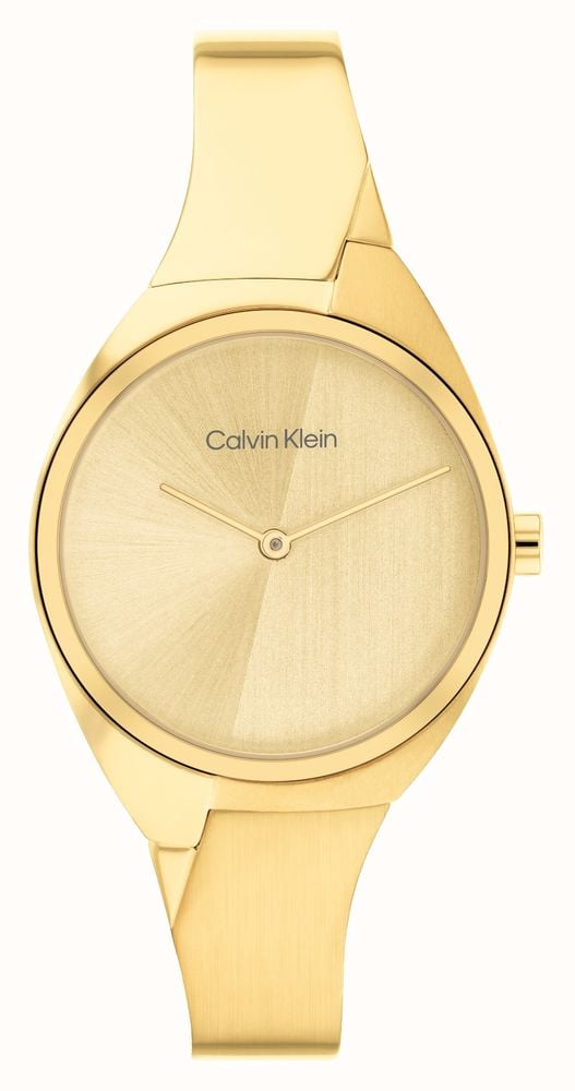 Calvin Klein Damen goldenes Zifferblatt halber Armreif aus Gold 25200235