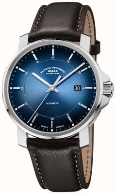 Mühle Glashütte 29er Casual Automatic (42,4 mm) küstenblaues Zifferblatt / braunes Leder und braune Wildlederarmbänder M1-25-72-2-300-VLB