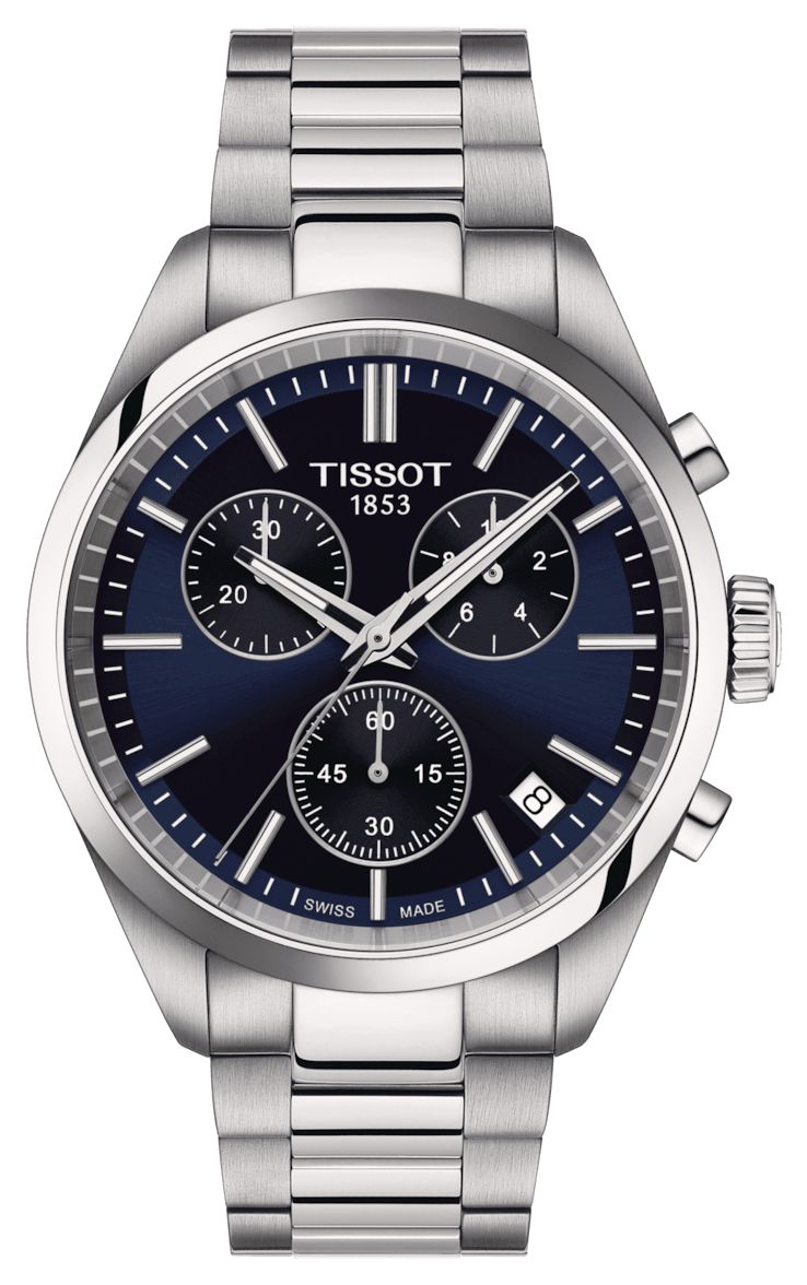 Tissot Chronographe Pr 100 (40 mm) cadran bleu / bracelet en montre-image-147175