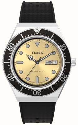 Timex M79 com data automática (40 mm) mostrador dourado / pulseira de borracha preta TW2W47600