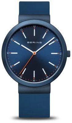 Bering Classic系列（41毫米）蓝色表盘/蓝色和橙色硅胶表带腕表 10141-397