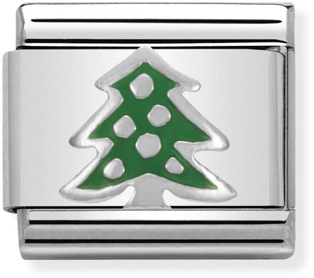 Nomination Classic Christmas Tree Sterling Silver & Steel Enamel Charm 330204/08