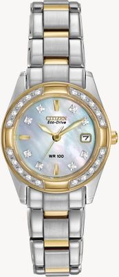Citizen Montre regent 28 diamants en acier inoxydable et or pour femme EW1824-57D