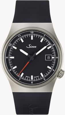 Sinn 544 rs automático (38,5 mm) relógio mostrador preto fosco / pulseira de silicone preta 544.011 SILICONE