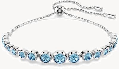 Swarovski Imber Tennis Bracelet, Mixed Round Cuts, Blue, Rhodium Plat 5719282