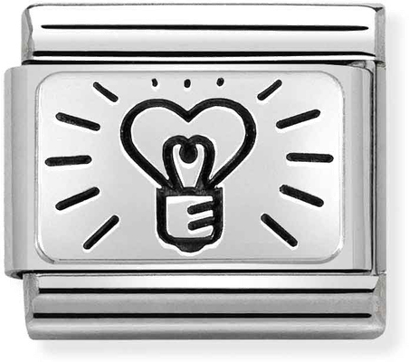 Nomination Classic  Light Bulb With Heart Charm In Steel And 925 Silver 330109/60