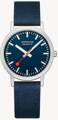 Mondaine Classic 36 Mm Blue Textile Strap A660.30314.40SBD