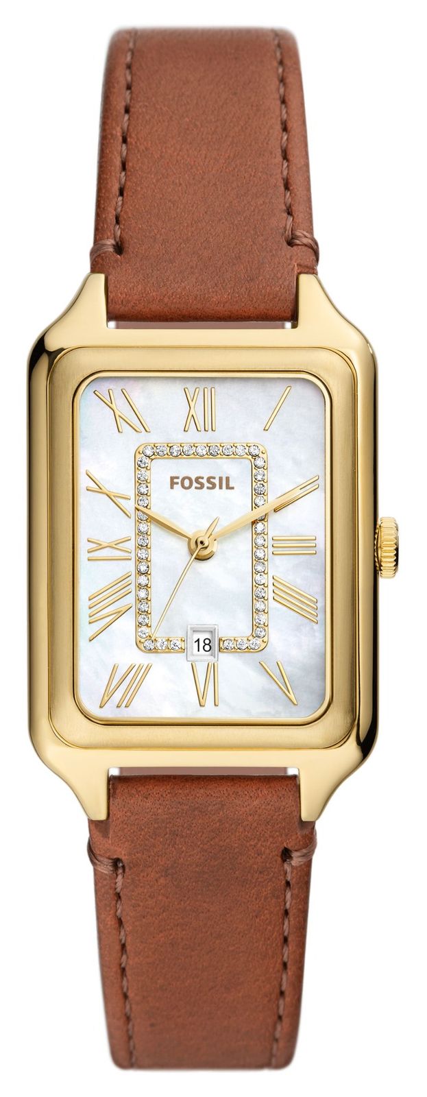 Fossil Raquel (26mm) cadran nacre / bracelet cuir marron montre