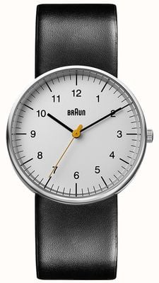 Braun Reloj unisex de cuero negro minimalista BN0021BKG