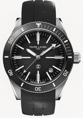 Favre Leuba Deep Raider Renaissance automatique (40 mm) cadran gris fumé / bracelet en caoutchouc noir 00.20308.101.06.301