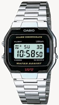 Casio Cadran numérique rétro vintage / bracelet en acier inoxydable A163WA-1QES