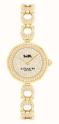 Coach 女士 gracie（23 毫米）镶水晶表盘/金色水晶不锈钢手链 14504219