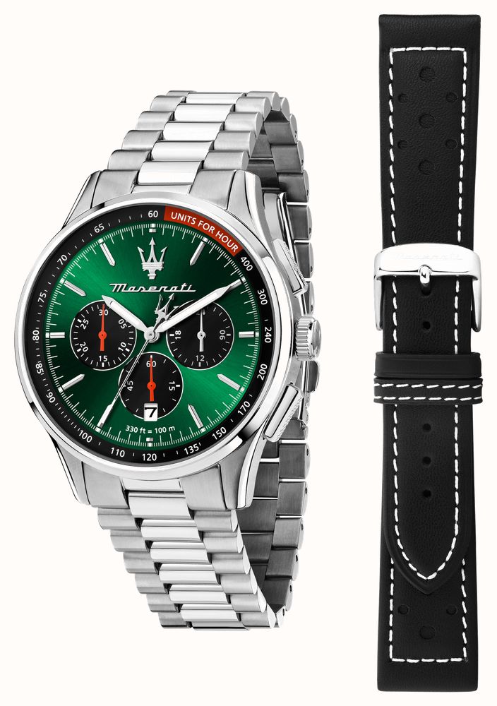 Maserati Men's Sorpasso Gift Set (42mm) Green Dial / Stainless