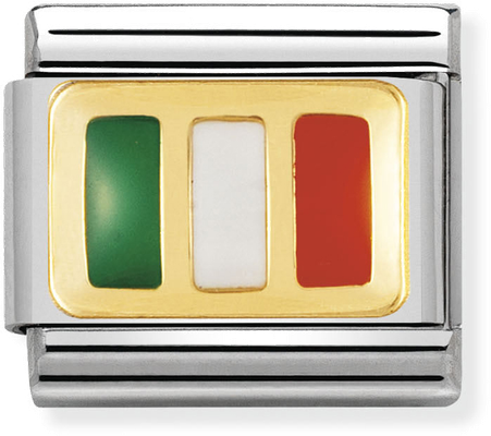 Nomination Classic Ireland Flag Enamel 18ct Gold & Steel Charm 030234/10