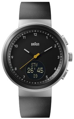 Braun Digitale Smartwatch (45 mm) schwarzes Hybrid-Zifferblatt / schwarzes Silikonarmband BN0299NBKBKG