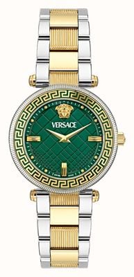 Versace Зеленый циферблат Reve (35 мм)/двухцветный браслет из нержавеющей стали VE8B00524