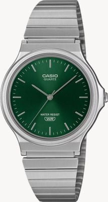 Casio Série Mq-24 classique (34,9mm) cadran vert rayons de soleil / bracelet acier inoxydable MQ-24DA-3AEF