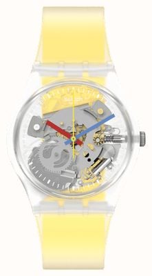 Swatch Reloj unisex con rayas amarillas claras GE291