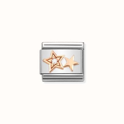 Nomination COMPOSABLE LINK Stainless Steel Rose Gold Stars Cubic Zirconia 430305/35