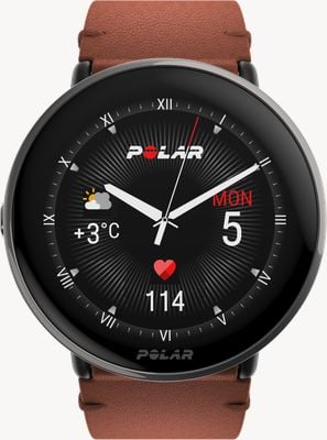 Polar Ignite 3 Titan-Bronze-Braun-Lederarmband, schwarzes Silikonarmband-Set 900110028