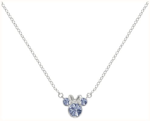 Disney Minnie Mouse Silver December Blue CZ Silouhette Necklace N905424SDECL-16.PH
