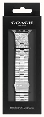 Coach Bracelet Apple Watch (38/40/41 mm) en acier inoxydable et cristal 14700149