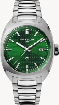 Favre Leuba Chief Date Automatic (40mm) Green Monogram Pattern Dial / Stainless Steel Bracelet 00.20102.102.03.200