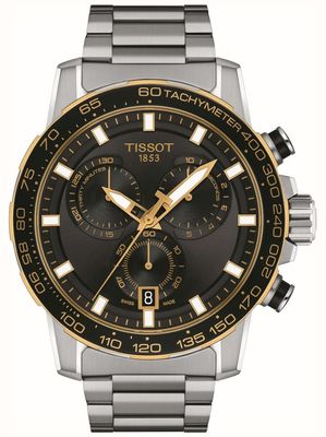 Tissot Supersport chrono | mostrador preto | pulseira de aço inoxidável T1256172105100