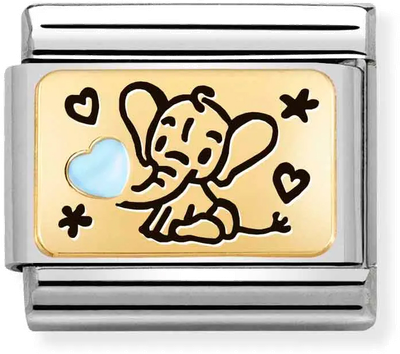 Nomination Classic Blue Elephant 18ct Gold & Steel Charm 030289/04