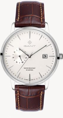 GANT Quadrante bianco East Hill (43 mm)/pelle marrone G165002