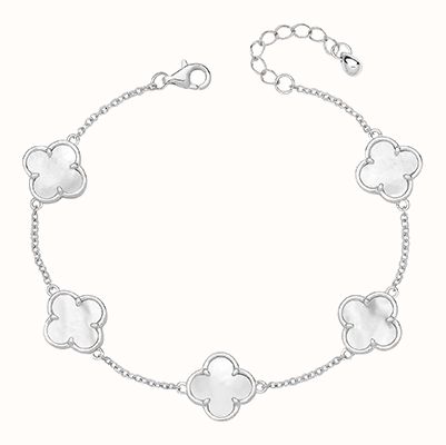 James Moore TH Silver Mother Of Pearl Clover leaf Bracelet G2721