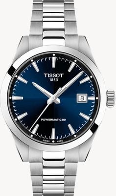 Tissot Gentleman Powermatic 80 (38 mm), blaues Zifferblatt / Edelstahlarmband T1658071104100