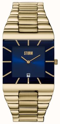 STORM Omari xl (32 mm) pour homme, cadran bleu / bracelet en acier inoxydable doré 47195/GD/B