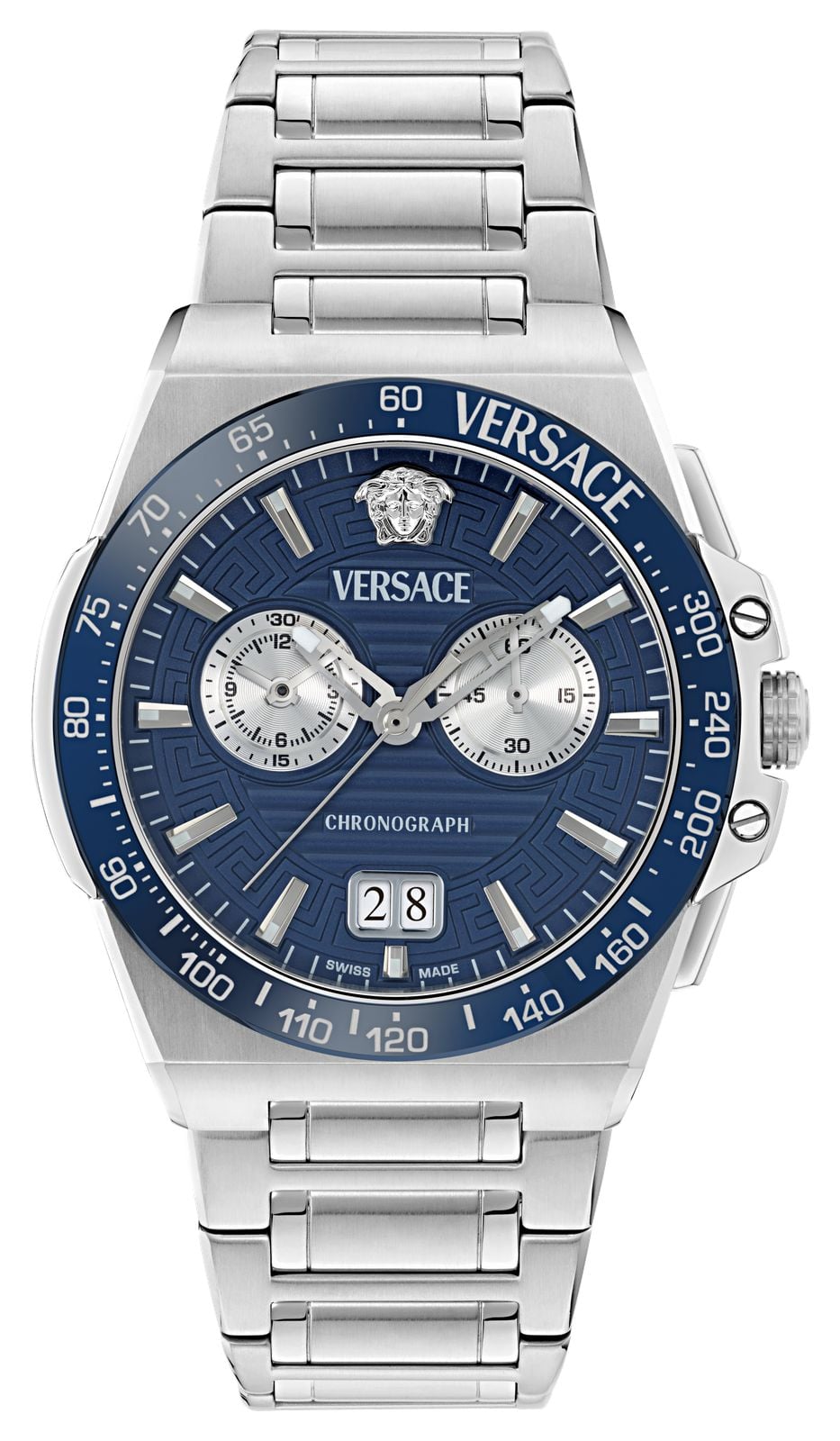 Versace GRECA REACTION Quartz Chronograph 43mm Blue Dial Watch Versace GRECA REACTION Quartz Chronograph 43mm Blue Dial Watch