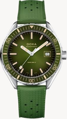 DOXA Sub 200 II Sea Emerald (44 mm) grünes Zifferblatt mit Sonnenschliff / grünes Kautschukarmband im Vintage-Stil 795.10.131.26