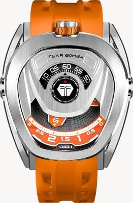 TSAR BOMBA Reactor Series Automatic Interchangeable Set (44mm) Silver & Orange Dial / Orange FKM Rubber Strap TB8213A-01(1+2)SET