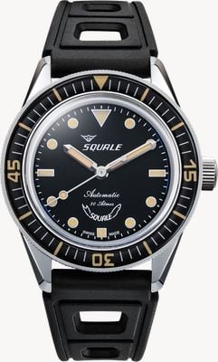 Squale Sub-37 Legend Automatik (37mm) schwarzes Zifferblatt / schwarzes vulkanisiertes Gummiband Uhr SUB-37BKBK.RBK