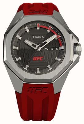 Timex x UFC Pro mostrador preto / pulseira de silicone vermelha TW2V57500
