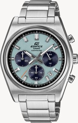 Casio Edifice Motorsport-Chronograph (40 mm), hellblaues Zifferblatt / Edelstahlarmband EFB-730D-2BVUEF