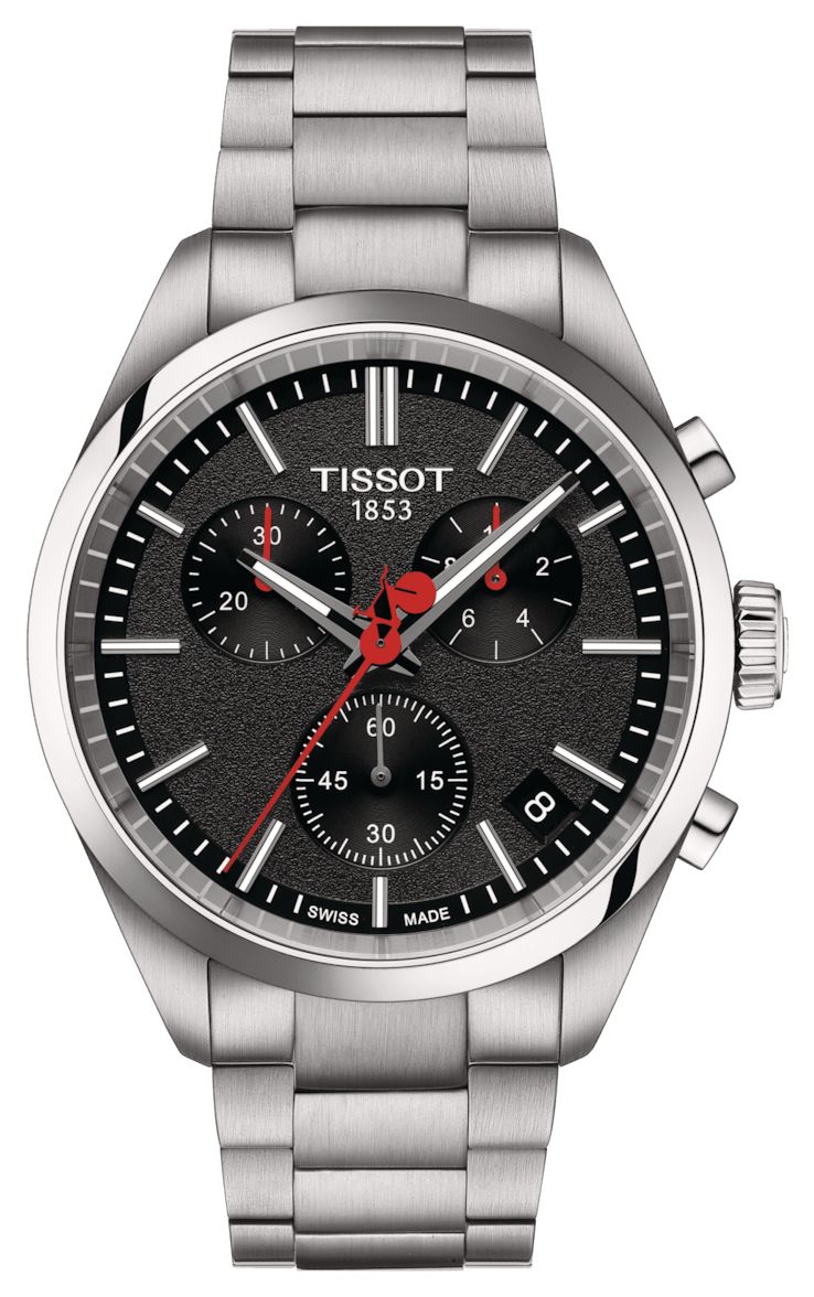 Tissot Pr 100 vuelta (40 mm) cadran chronographe noir / montre