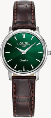 Roamer Classico Ladies Quartz (30mm) Green Dial / Brown Leather Strap 971857 41 75 05