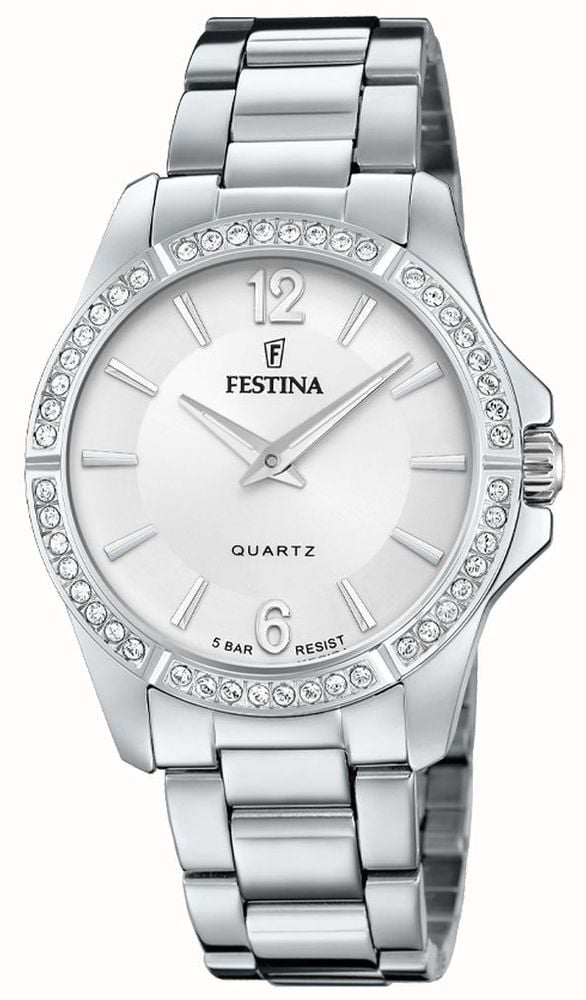 Festina Ladies Steel Watch With CZ Set Steel Bracelet F20593 1 First Class Watches IRL