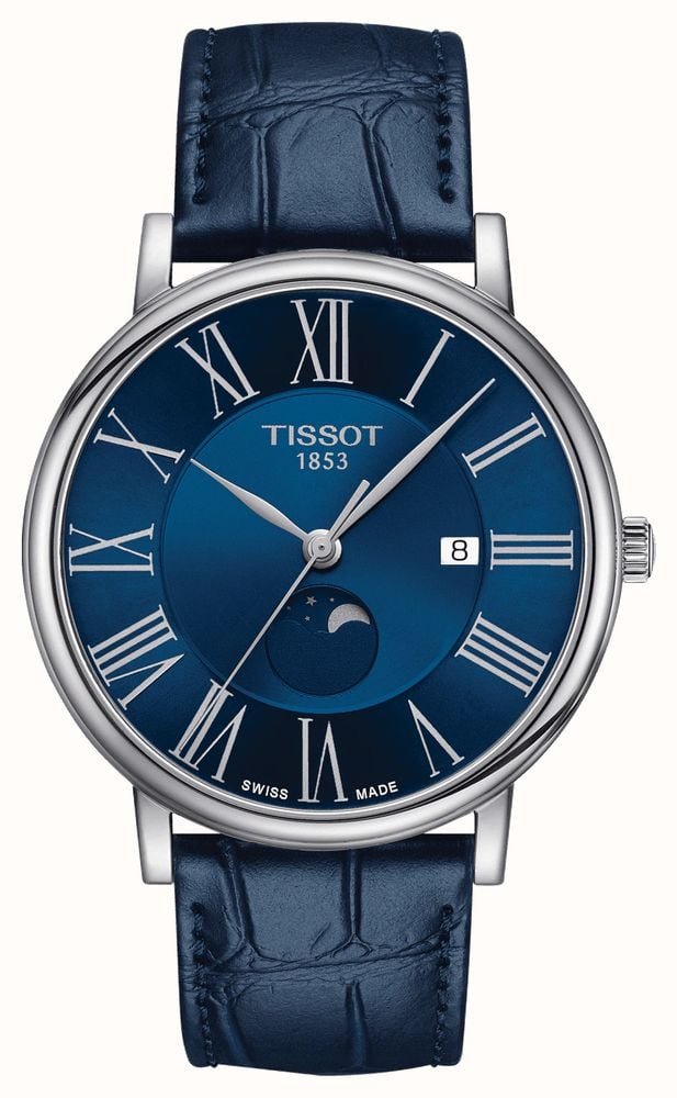 Tissot Carson maschile fasi lunari quadrante blu cinturino in pelle blu T1224231604300